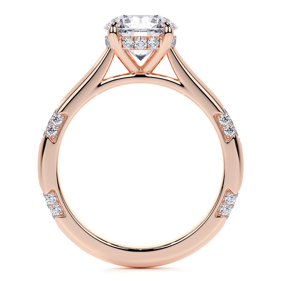 4-Prong Round Brilliant Moissanite Cathedral Lace Engagement Ring