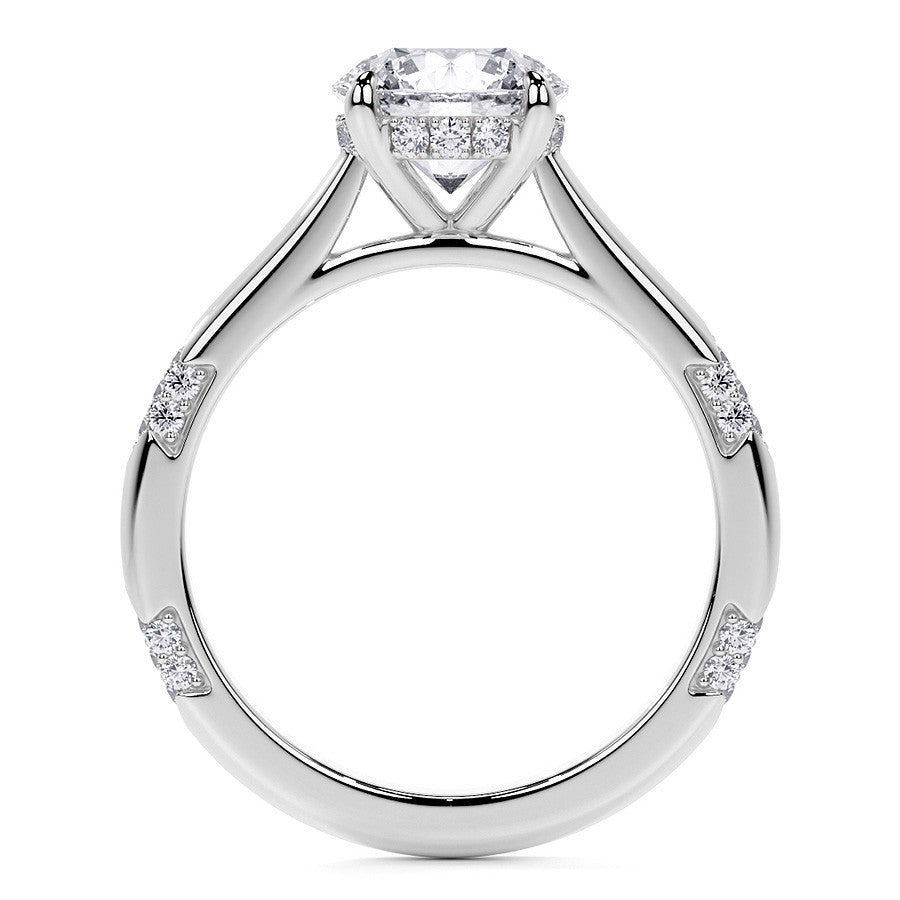 4-Prong Round Brilliant Moissanite Cathedral Lace Engagement Ring