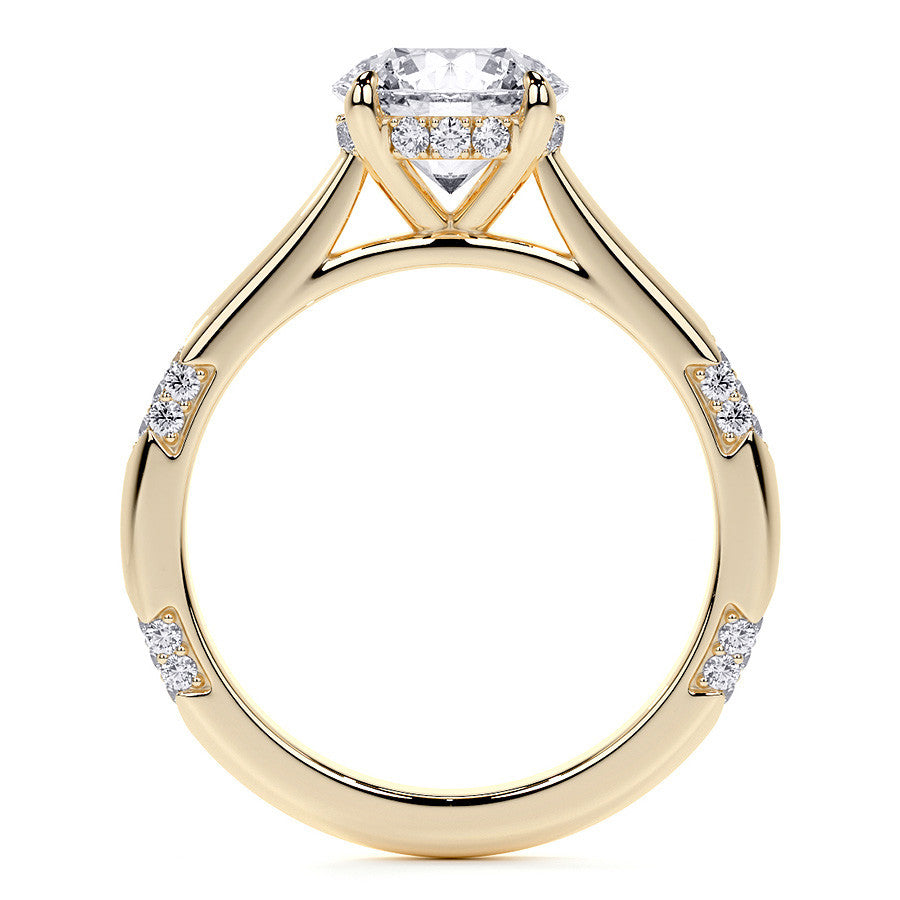 4-Prong Round Brilliant Moissanite Cathedral Lace Engagement Ring