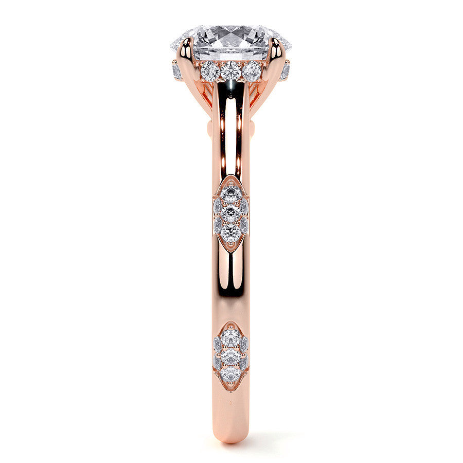 4-Prong Round Brilliant Moissanite Cathedral Lace Engagement Ring