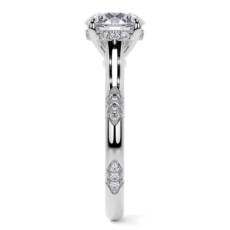 4-Prong Round Brilliant Moissanite Cathedral Lace Engagement Ring