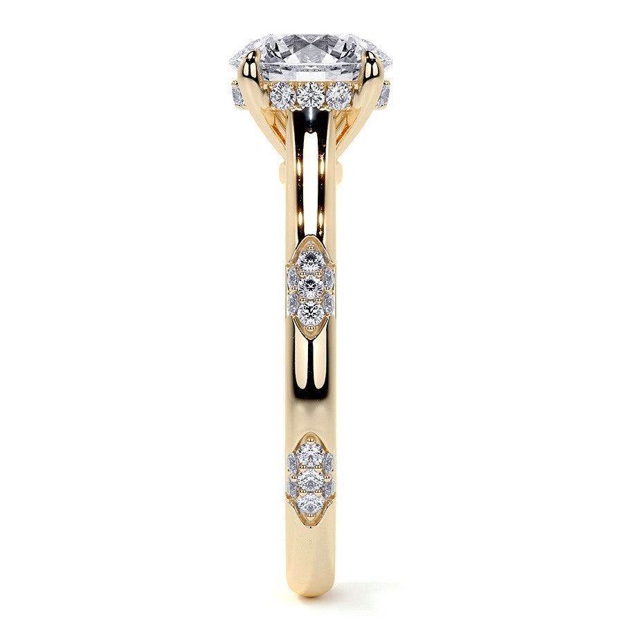 4-Prong Round Brilliant Moissanite Cathedral Lace Engagement Ring