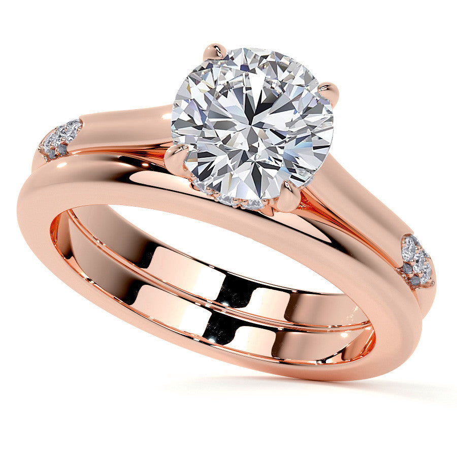 4-Prong Round Brilliant Moissanite Cathedral Lace Engagement Ring