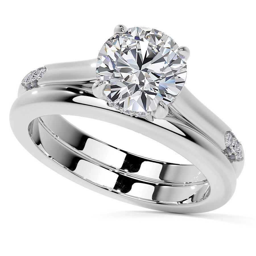 4-Prong Round Brilliant Moissanite Cathedral Lace Engagement Ring