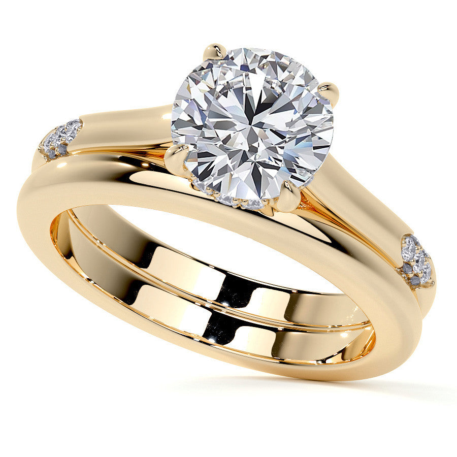 4-Prong Round Brilliant Moissanite Cathedral Lace Engagement Ring