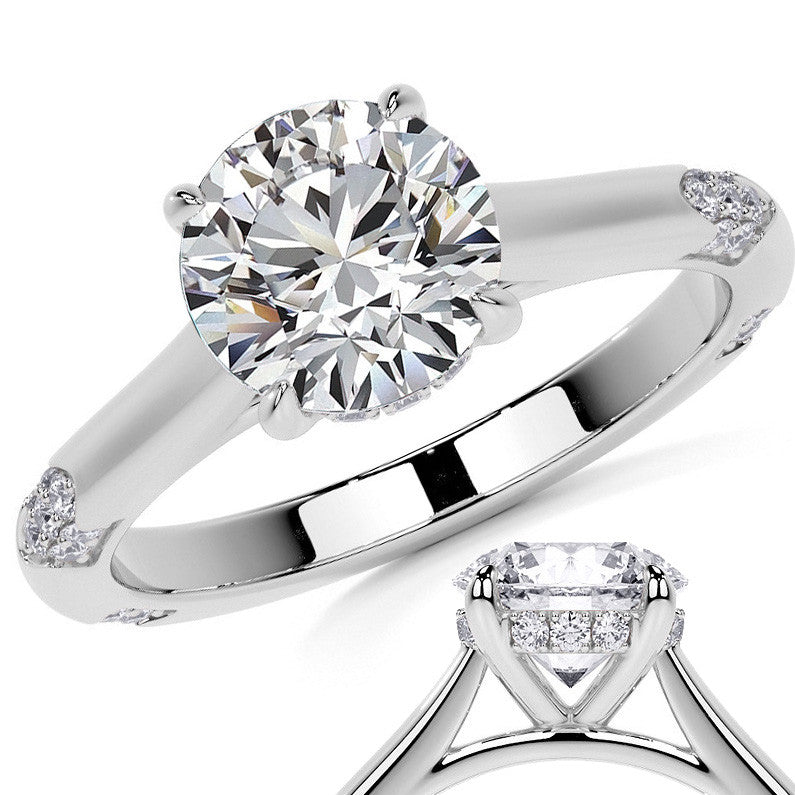 4-Prong Round Brilliant Moissanite Cathedral Lace Engagement Ring