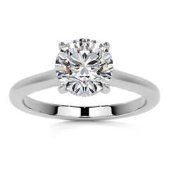 Round Cathedral Moissanite Engagement Ring with Hidden Halo