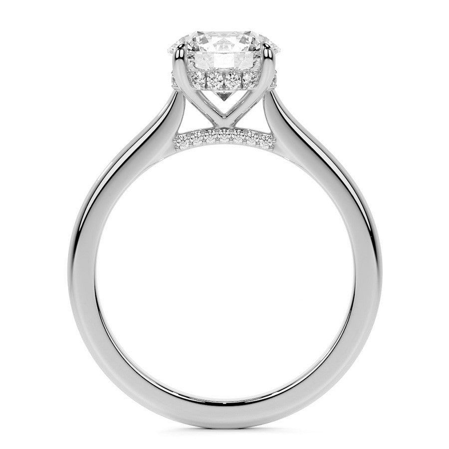 Round Cathedral Moissanite Engagement Ring with Hidden Halo
