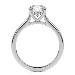 Round Cathedral Moissanite Engagement Ring with Hidden Halo