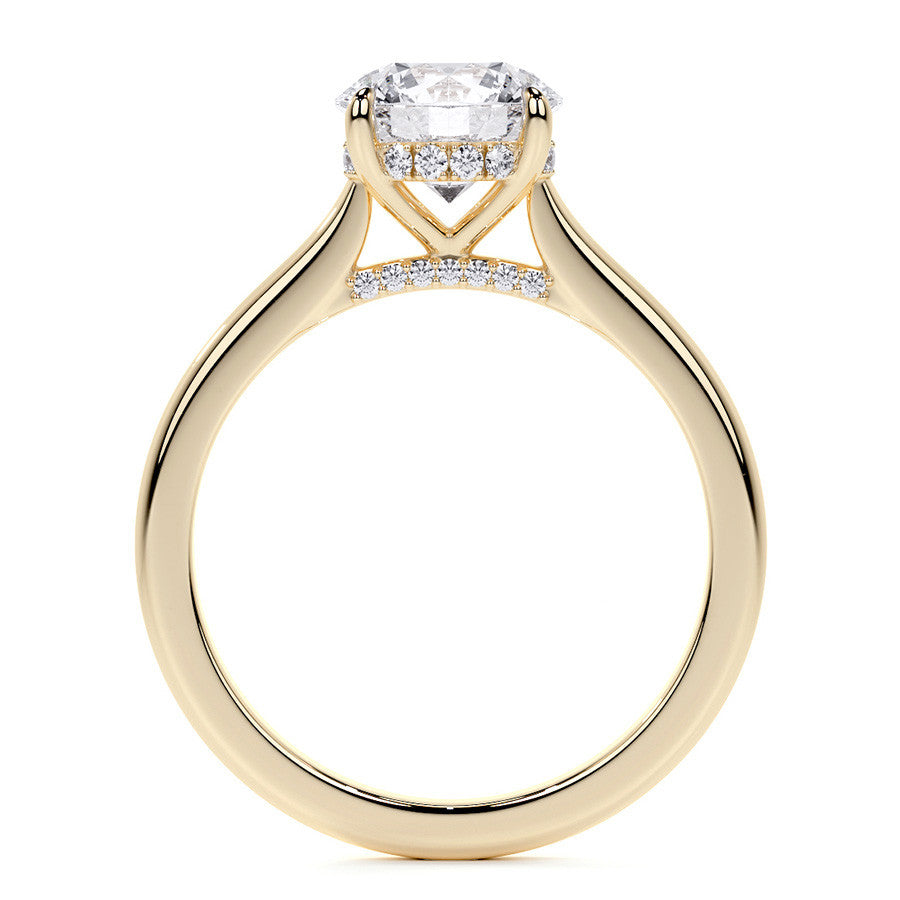 Round Cathedral Moissanite Engagement Ring with Hidden Halo