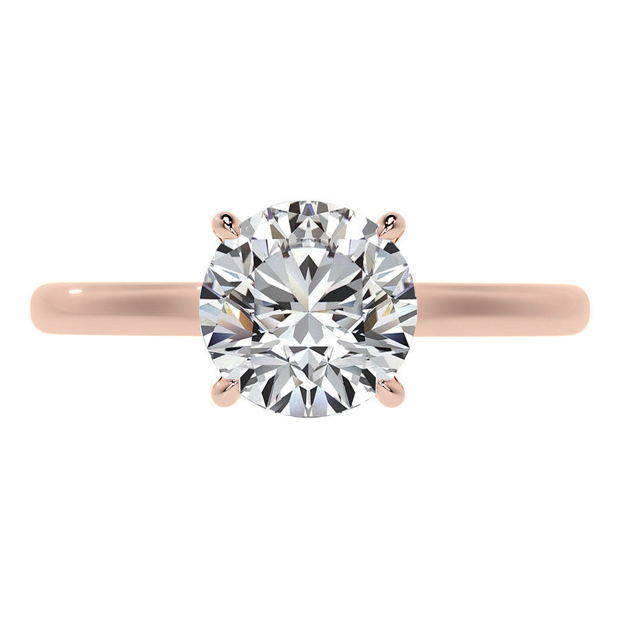 Round Cathedral Moissanite Engagement Ring with Hidden Halo