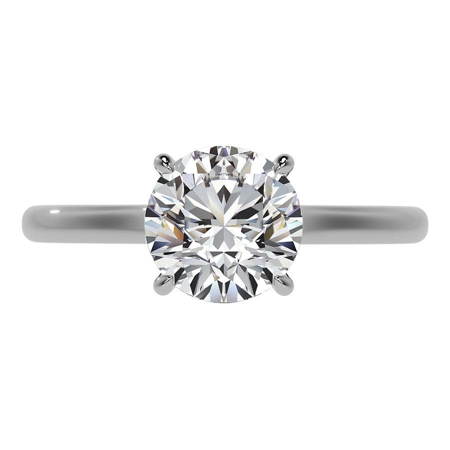 Round Cathedral Moissanite Engagement Ring with Hidden Halo