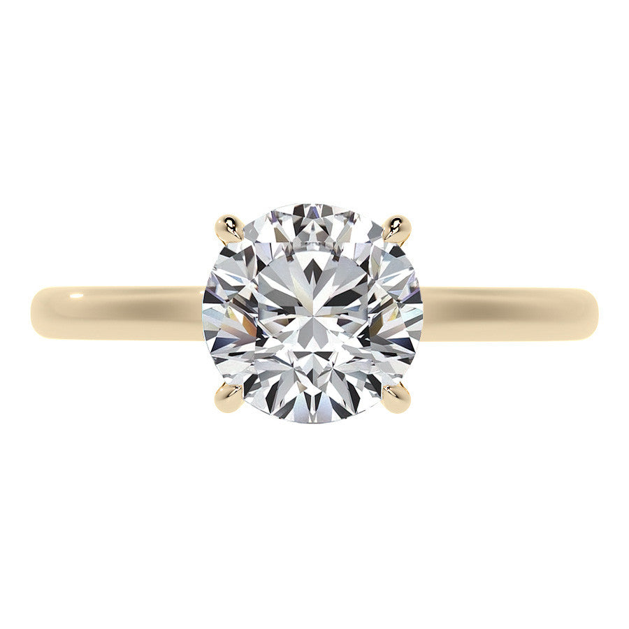 Round Cathedral Moissanite Engagement Ring with Hidden Halo
