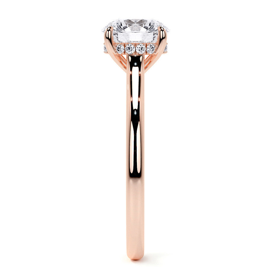 Round Cathedral Moissanite Engagement Ring with Hidden Halo