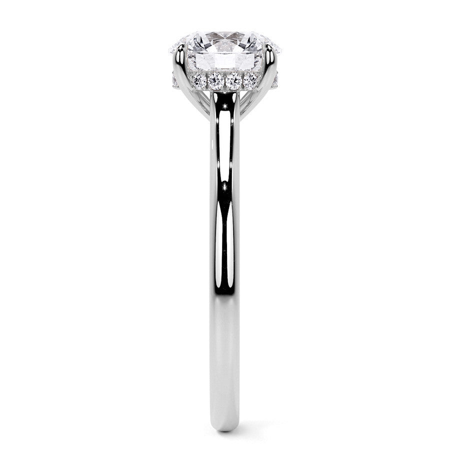 Round Cathedral Moissanite Engagement Ring with Hidden Halo