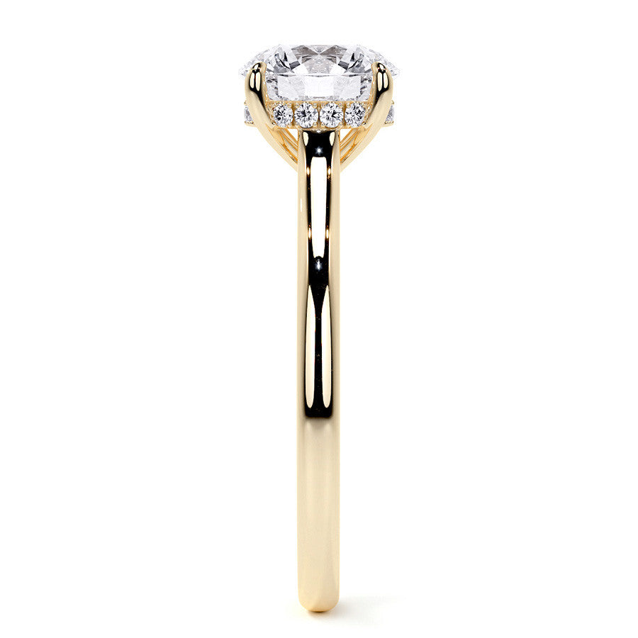 Round Cathedral Moissanite Engagement Ring with Hidden Halo