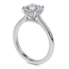 Cushion Cathedral Moissanite Engagement Ring with Hidden Halo