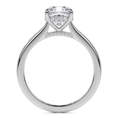 Cushion Cathedral Moissanite Engagement Ring with Hidden Halo