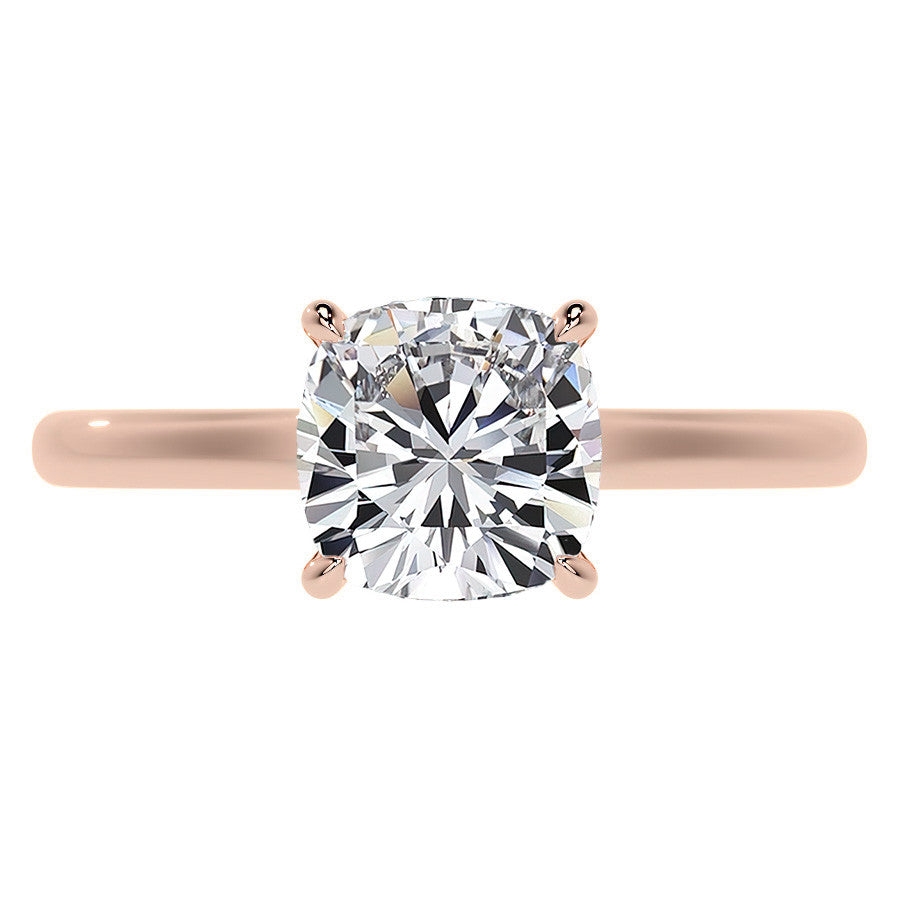 Cushion Cathedral Moissanite Engagement Ring with Hidden Halo