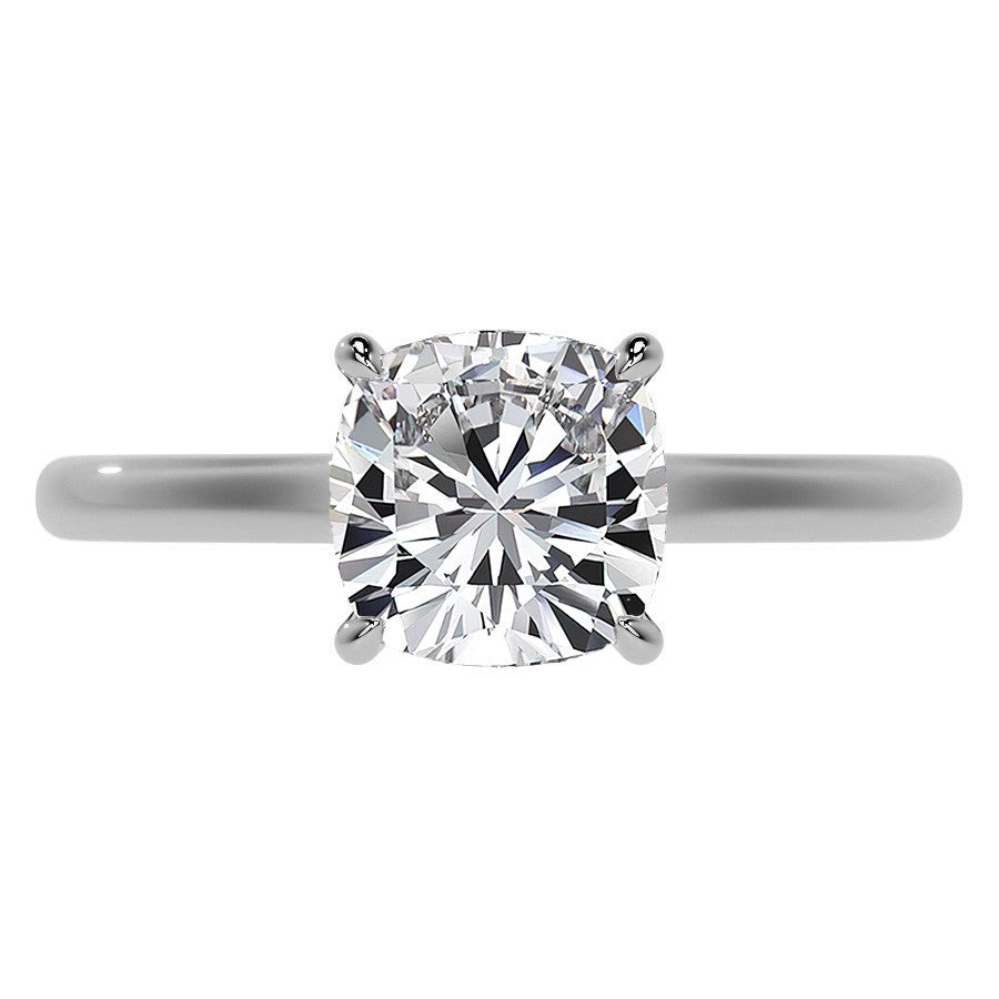 Cushion Cathedral Moissanite Engagement Ring with Hidden Halo