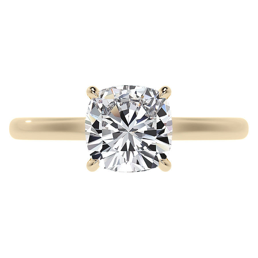 Cushion Cathedral Moissanite Engagement Ring with Hidden Halo