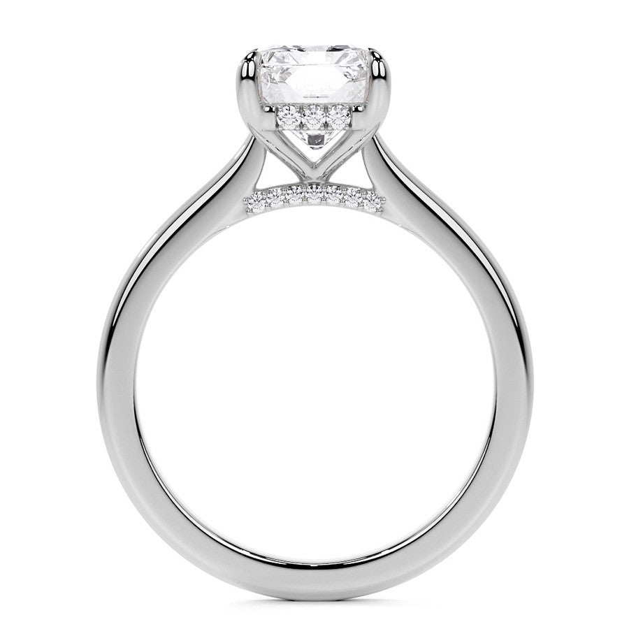 Emerald / Radiant Cathedral Moissanite Engagement Ring with Hidden