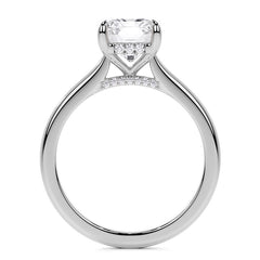 Emerald / Radiant Cathedral Moissanite Engagement Ring with Hidden