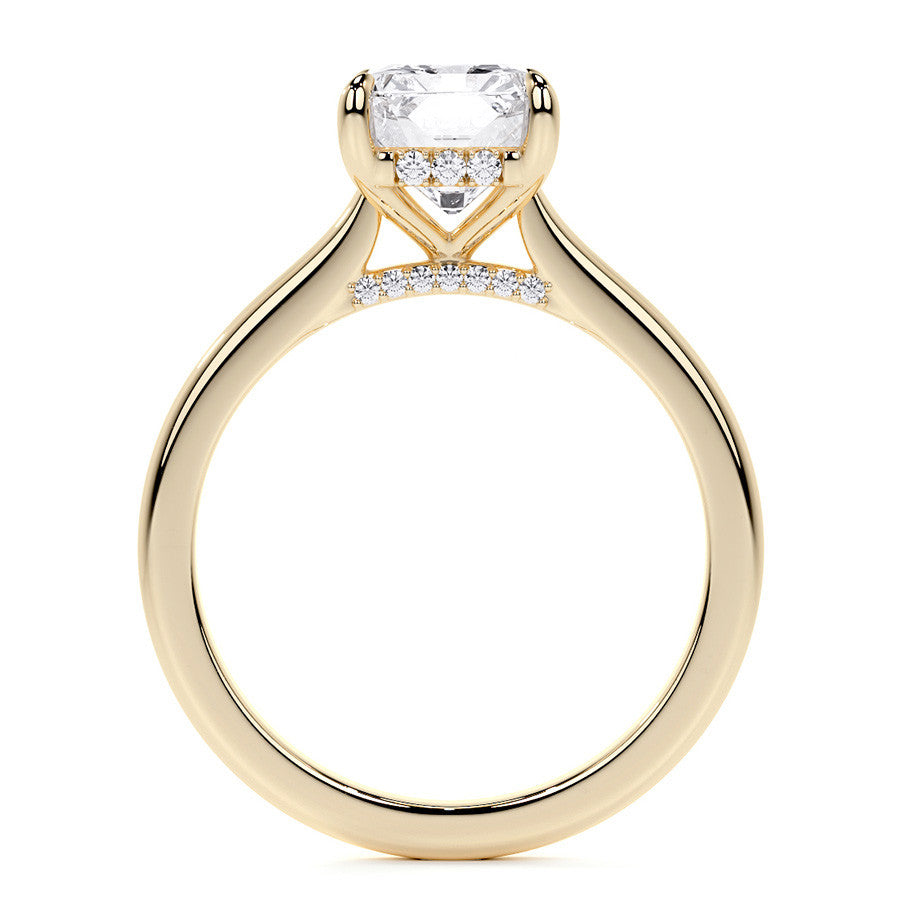Emerald / Radiant Cathedral Moissanite Engagement Ring with Hidden