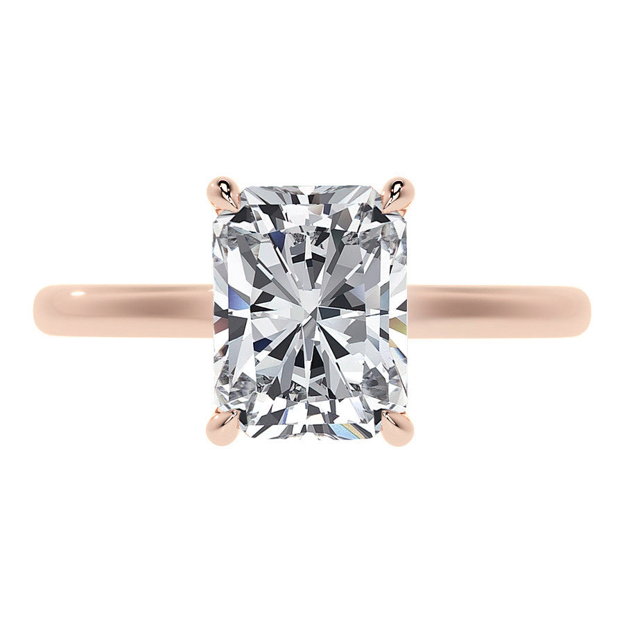 Emerald / Radiant Cathedral Moissanite Engagement Ring with Hidden