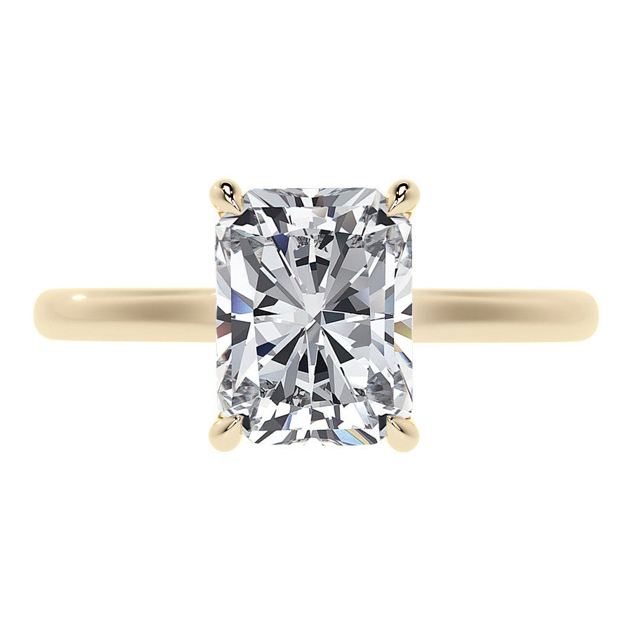 Emerald / Radiant Cathedral Moissanite Engagement Ring with Hidden