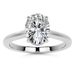 Oval Cathedral Moissanite Engagement Ring with Hidden Halo