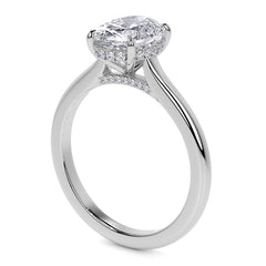 Oval Cathedral Moissanite Engagement Ring with Hidden Halo
