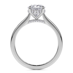 Oval Cathedral Moissanite Engagement Ring with Hidden Halo