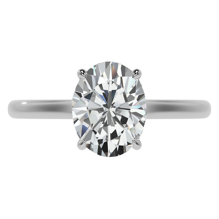 Oval Cathedral Moissanite Engagement Ring with Hidden Halo