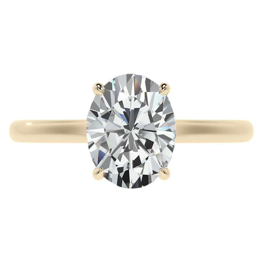 Oval Cathedral Moissanite Engagement Ring with Hidden Halo