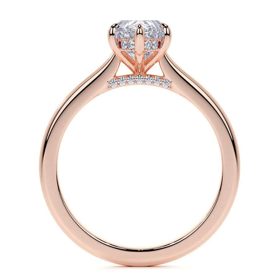 Pear Cathedral Moissanite Engagement Ring with Hidden Halo