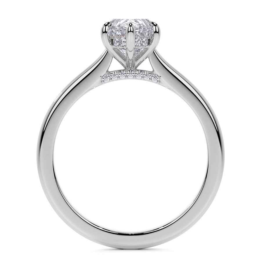 Pear Cathedral Moissanite Engagement Ring with Hidden Halo