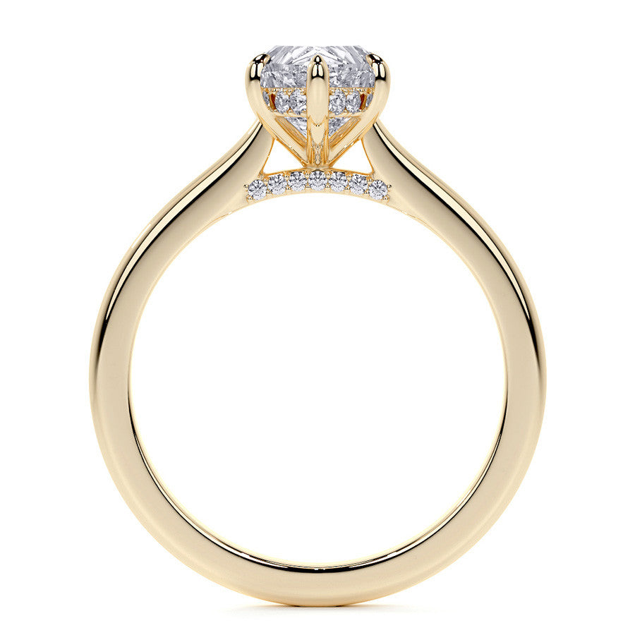 Pear Cathedral Moissanite Engagement Ring with Hidden Halo