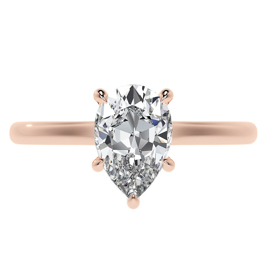 Pear Cathedral Moissanite Engagement Ring with Hidden Halo