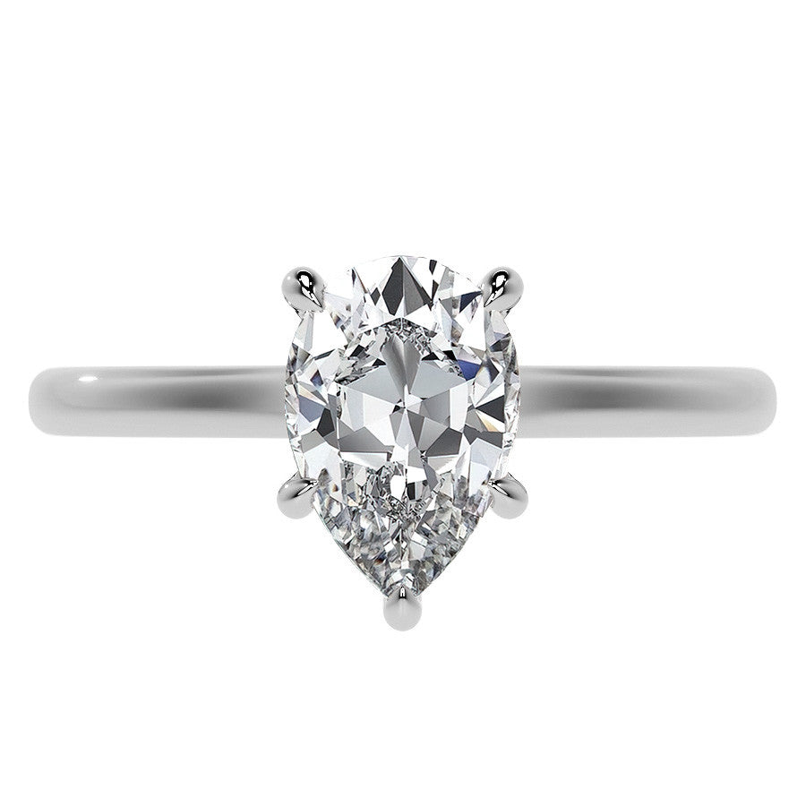 Pear Cathedral Moissanite Engagement Ring with Hidden Halo