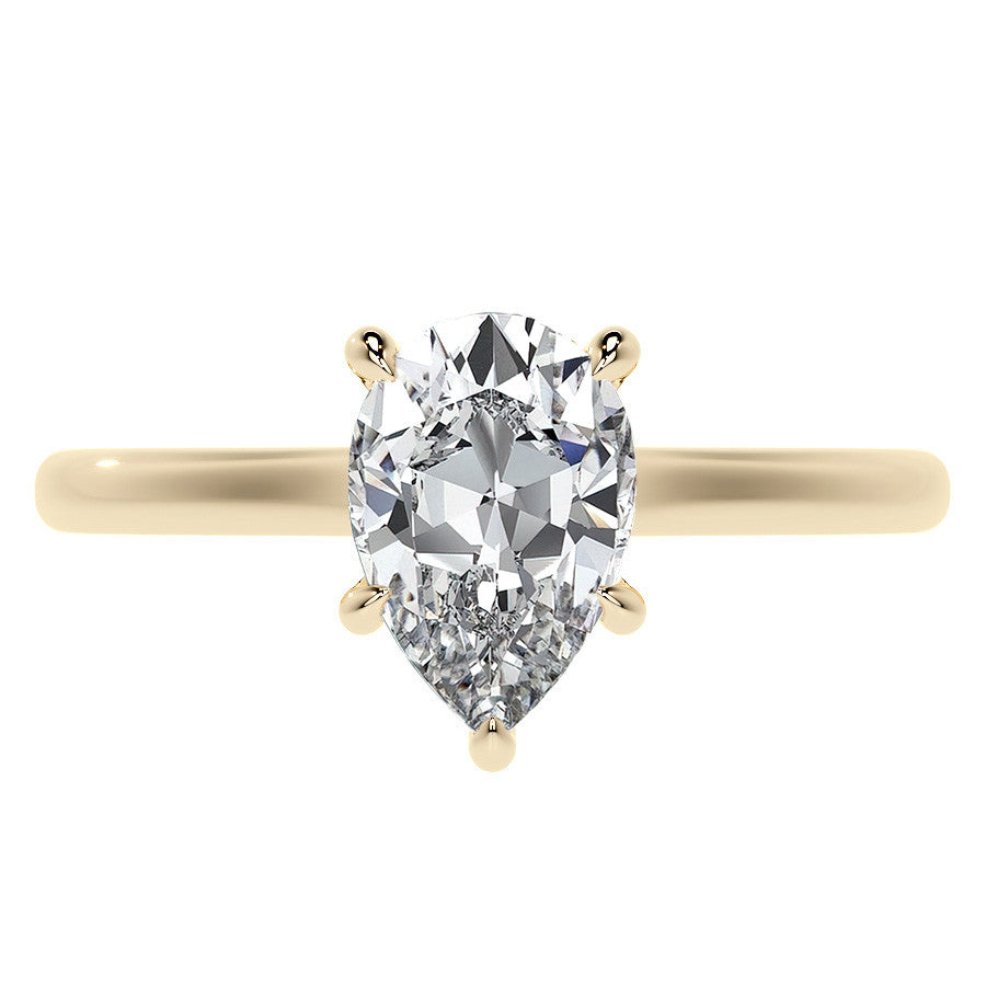Pear Cathedral Moissanite Engagement Ring with Hidden Halo