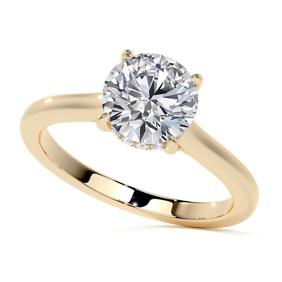 Pear Cathedral Moissanite Engagement Ring with Hidden Halo