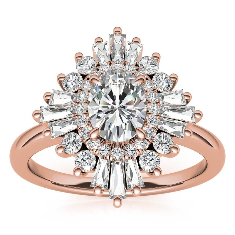 Art Deco Oval Moissanite Engagement Ring