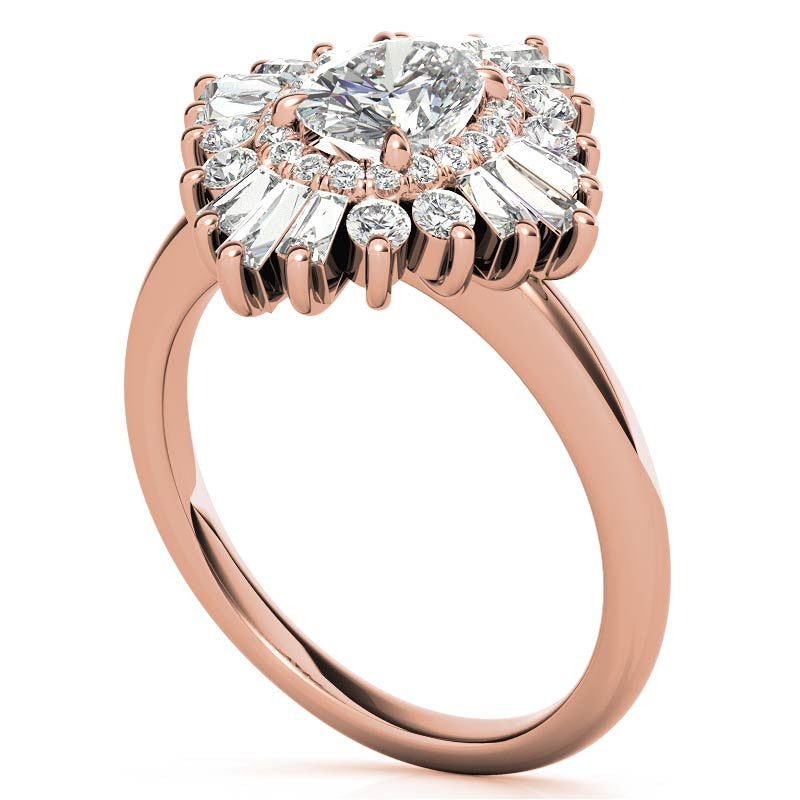 Art Deco Oval Moissanite Engagement Ring