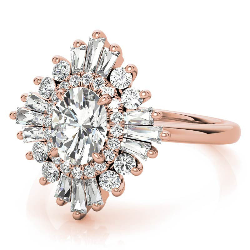 Art Deco Oval Moissanite Engagement Ring
