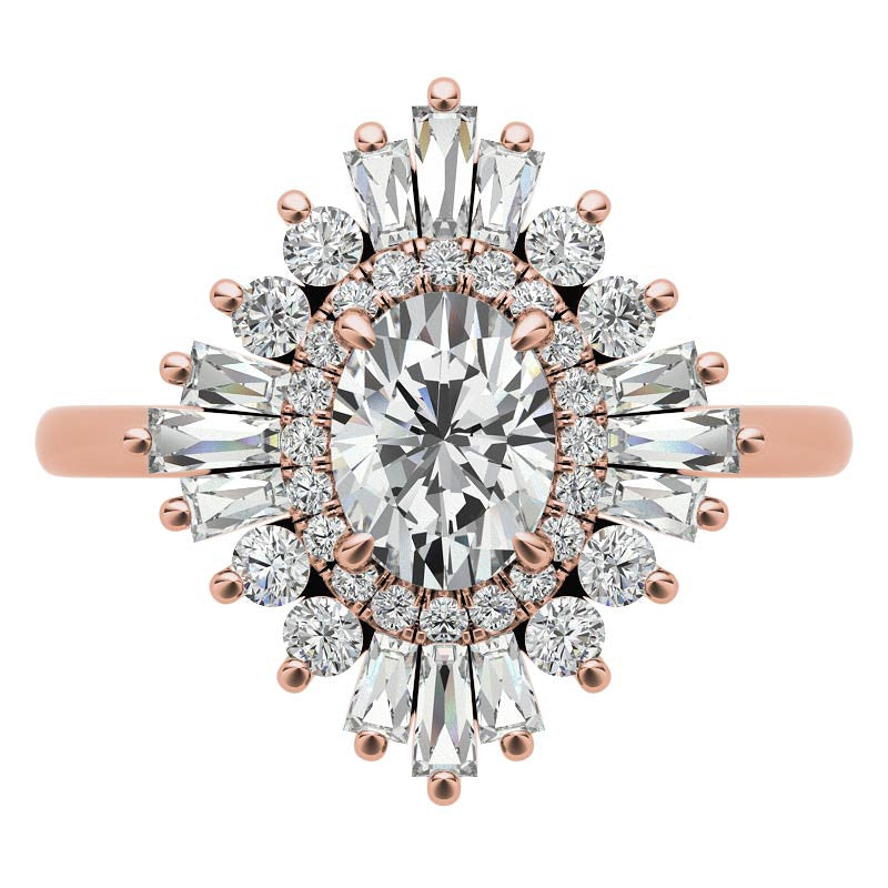 Art Deco Oval Moissanite Engagement Ring