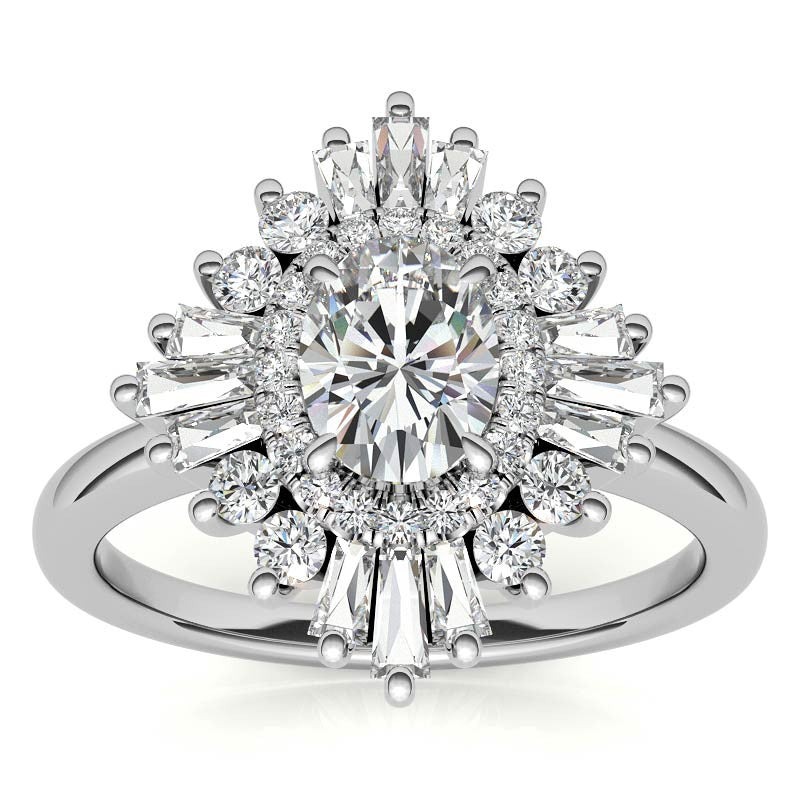 Art Deco Oval Moissanite Engagement Ring
