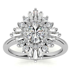 Art Deco Oval Moissanite Engagement Ring