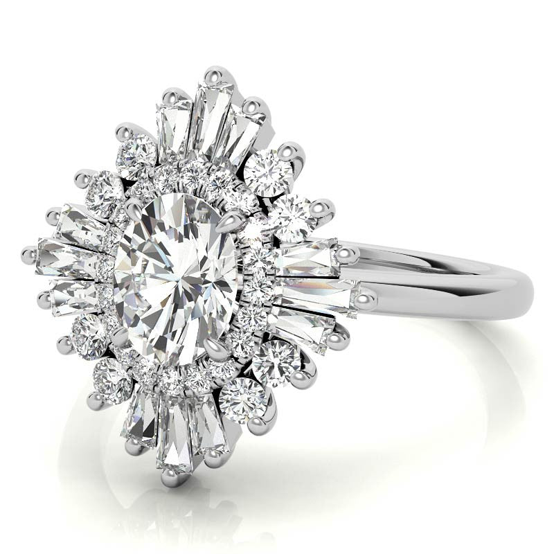 Art Deco Oval Moissanite Engagement Ring