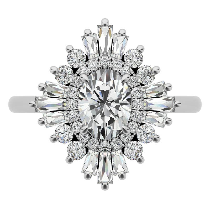Art Deco Oval Moissanite Engagement Ring